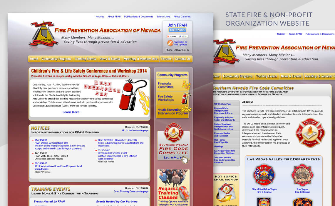 Fire Prevention Association of Nevada - State Fire & Non-Profit Organization Web Design